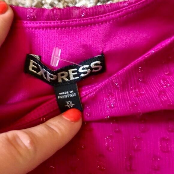 XS Express Fuchsia Pink sexy classy mini bandage dress office career form fitted - Picture 6 of 9